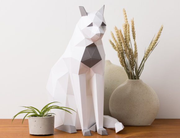 Cat Sitting 3D SVG: Minimalist Shapes for Crafters