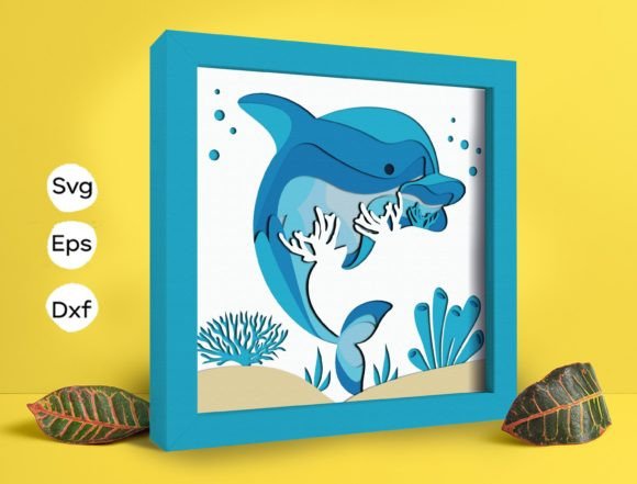 Dolphin Papercut Light Box: 3D SVG for Shadow Boxes