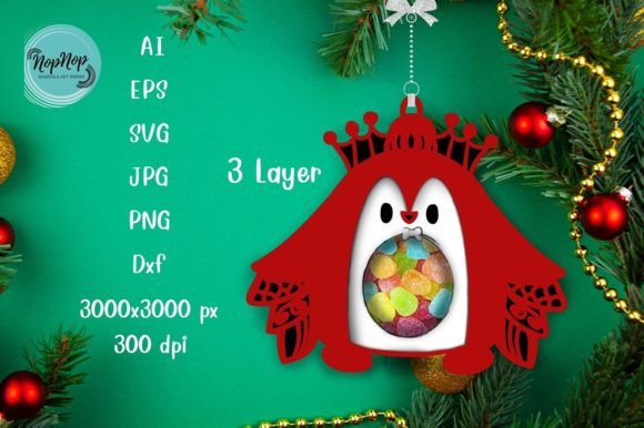King Penguin Candy Holder: A 3D SVG for Christmas Branding
