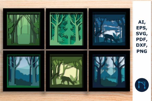 Layer Forest Frame 3D SVG for Shadow Boxes