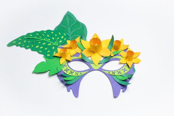 Mardi Gras Mask - Daffodils: 3D SVG for Holidays