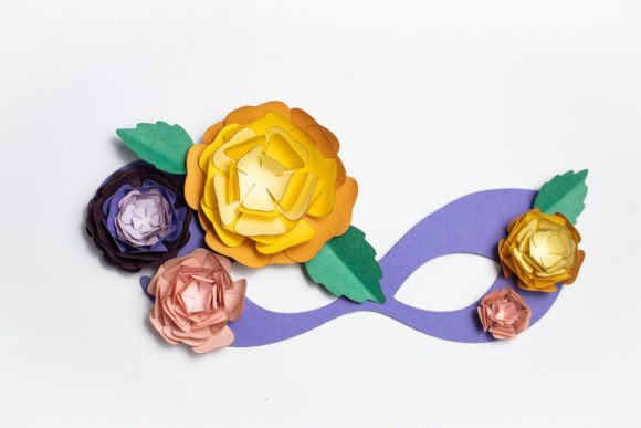 Mardi Gras Mask Roses: 3D SVG for Holidays