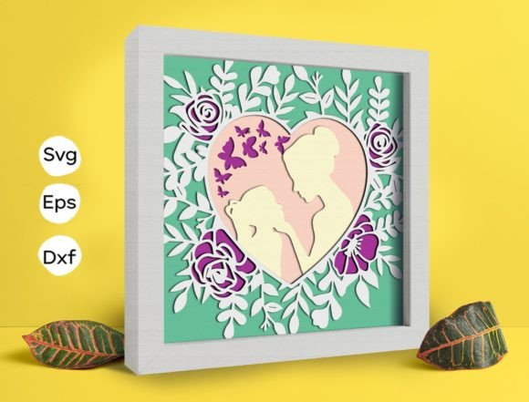 Mom and Daughter 3D SVG for Shadow Boxes