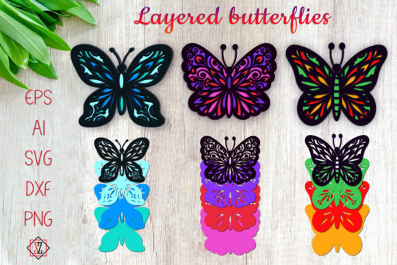 Multilayer Butterflies 3D SVG: Shapes for Branding