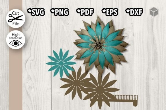 Spiked Layered Succulent Template: 3D SVG Paper Flowers