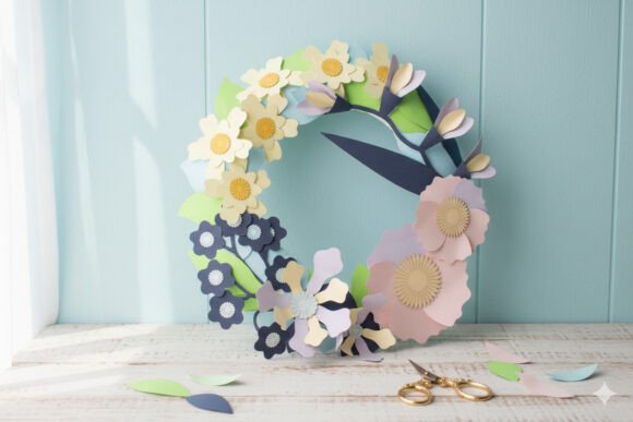 Spring Flower Wreath 3D SVG for Floral Compositions